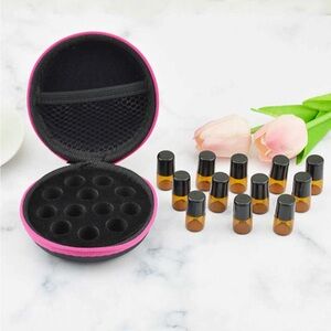 Essential Oil Travel Case + 2ml Roller bottles & Caps